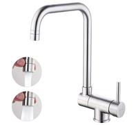 Mitigeur d'évier Rabattable Robinet Cuisine Pliable avec 2 Jets aux Choix Mitigeur de Cuisine en Acier Nickel Brossé Bec 360° Rotatif