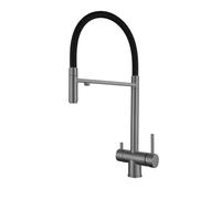 Mitigeur d'évier Robinet de Cuisine extractible 3 Voies - Gris en 1 avec Bec Flexible Filtre à Eau Potable et douchette. Accessoire Polyvalent pour Une Utilisation Facile.