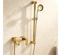 Mitigeur Douche Or avec Rotation 90° pour Évacuation De L'eau Robinetterie Mural Entraxe 150 avec Douchette Hauteur Ajustable,or