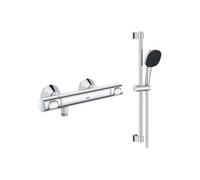Mitigeur douche thermostatique GROHE Precision Flow + Ensemble de douche 2 jets avec barre