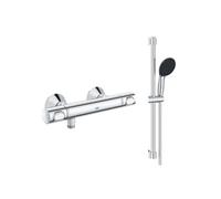 Mitigeur douche thermostatique GROHE Precision Flow + Ensemble de douche 2 jets avec barre Chromé