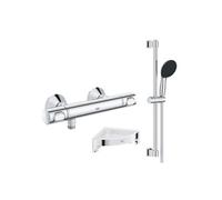 Mitigeur douche thermostatique Precision Flow + Ensemble de douche 2 jets et barre +Tablette d'angle