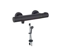 Mitigeur douche thermostatique Ruby + Pack pommeau de douche rond 3 jets Paini Ruby Noir Mat