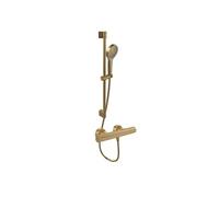 Mitigeur douche thermostatique VILLEROY ET BOCH Universal rond + Ensemble de douche Verve Showers 3 jets Or brossé