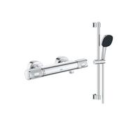 Mitigeur douche thermostique Precision Feel + Ensemble de douche 2 jets avec barre Chromé