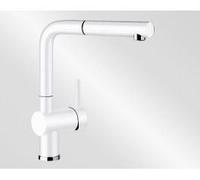 BLANCO LINUS-S - 516692 - Robinet de Cuisine D’Aspect SILGRANIT avec Bec Extractible - Haute Pression - Blanc