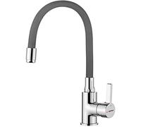 Mitigeur Évier avec Bec Flexible,Robinet de Cuisine,Cuisine Mitigeur Flexible Rotative à 360°,Chrome,Gris