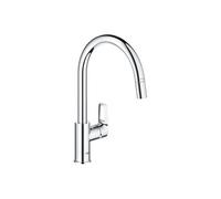 Grohe BauLoop Mitigeur de cuisine - bec en forme C - mousseur extractible - Chrome 30543000