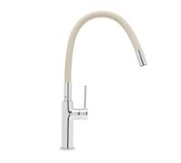 Mitigeur évier de cuisine, bec flexible silicone, aérateur Neoperl®, cartouche en céramique, crème/chrome (SATBSD290BE)