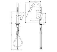 Mitigeur évier - douchette extractible - 2 jets -Noir - Focus HANSGROHE