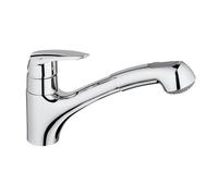 Mitigeur évier EURODISC GROHE 32257001 - bec bas - douchette extractible 2 jets - chrome
