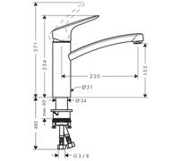Mitigeur évier Logis 160 Eco C3 Chromé Hansgrohe