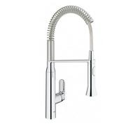Mitigeur évier PRO K7 GROHE 31379000 - bec col de cygne - douchette extractible 2 jets - chrome