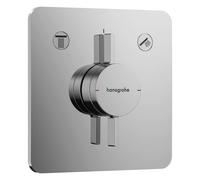Mitigeur hansgrohe DuoTurn Q, encastré, 2 points d'eau, 2 fonctions, rosace Soft Edge, 75414340, Couleur: Chrome noir brossé