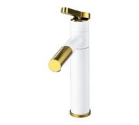 Mitigeur Lavabo 27cm Finition Chromée Noire Dorée Mitigeur Lavabo | Bec pivotant 360°, corps pour en laiton massif, finition électrolytique, design compact , salle de bain élégante(white+gold)