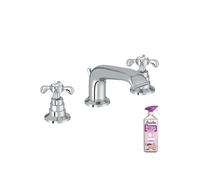 Mitigeur lavabo 3 trous rétro Cleo poignées à croisillon chrome + nettoyant