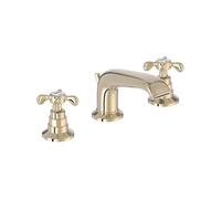 Mitigeur lavabo 3 trous rétro Cleo poignées à croisillon or beige