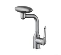 Mitigeur Lavabo Acier Finition Anti-Rayures Mitigeur Lavabo Acier(grey) | 4 modes débit, rotation 360°, finition gunmetal, acier , pour idéal rinçage bouche