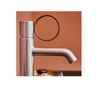 Mitigeur lavabo bas Vivienne chromé brossé avec bague laiton brossée