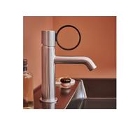 Mitigeur lavabo bas Vivienne chromé brossé avec bague noire mate