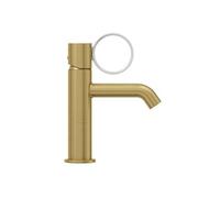 Mitigeur lavabo bas Vivienne laiton brossé avec bague chromée brossée