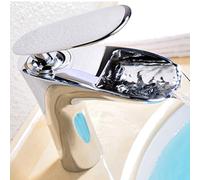 Mitigeur Lavabo Cascade Sortie Ouverte Robinet Salle Bain Sur Plan Monotrou Mitigeur Lave Main eau Chaude et Froide,chromé