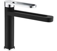 Edouard Rousseau- Mitigeur Lavano ONEGAI - Noir/Chromé - Aérateur invisible - Vidage clic-clac