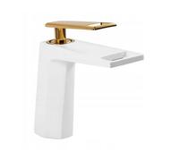 Mitigeur Lavabo en Laiton SILLA - Robinet économique en eau - Blanc/doré