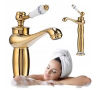 Mitigeur Lavabo en Laiton SILLA - Robinet économique en eau - Doré - BR2307