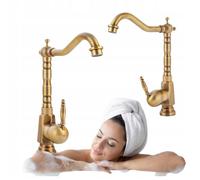 Mitigeur Lavabo en Laiton SILLA - Robinet économique en eau - Retro Doré - BR2211