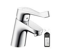 Mitigeur lavabo Focus 70 Care avec poignée extra longue avec tirette et vidage chrome + nettoyant Briochin