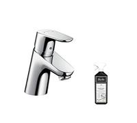 Mitigeur lavabo Focus 70 sans tirette ni vidage bas débit chrome + nettoyant Briochin