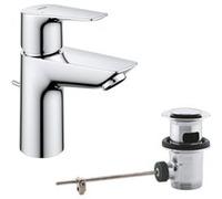 GROHE QUICKFIX StartEdge Robinet de salle de bains lavabo, mousseur économie d'eau, avec tirette, installation et nettoyage facile, taille S, chromé, 24196001 (Import Allemagne)
