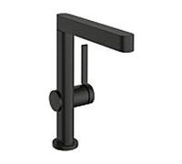 hansgrohe Finoris robinetterie de lavabo 230 avec bec pivotant et vidage Push-Open, portée 178mm, 76060340, Couleur: Chrome noir brossé