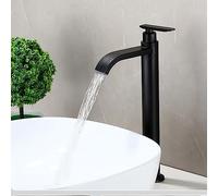 Mitigeur Lavabo Haut Robinet Eau Froide Lave Main Cascade Monocommande Robinet Vasque à Poser Inox,noir