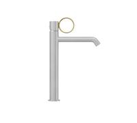 Mitigeur lavabo haut Vivienne chromé brossé avec bague laiton brossée