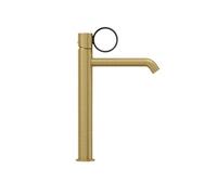 Mitigeur lavabo haut Vivienne laiton brossé avec bague noire mate