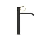 Mitigeur lavabo haut Vivienne noir mat avec bague laiton brossée
