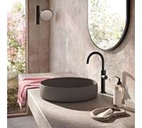 Mitigeur lavabo Herzbach DEEP BLACK Slim L-Size 18.023410.2.12 poignée latérale avec bonde PUSH noir mat