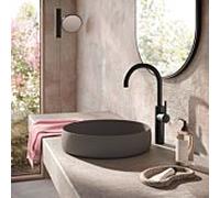 Mitigeur lavabo Herzbach DEEP BLACK taille XL 18.020320.3.12 poignée latérale sans vidage noir mat