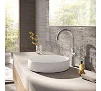 Mitigeur lavabo Herzbach DEEP iX taille XL 18.020320.3.09 poignée latérale sans vidage acier inoxydable