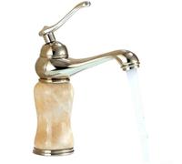 Mitigeur Lavabo Laiton Vintage Design Européen | Finition laiton antique, accents jade élégants, design européen classique, esthétique salle de bain améliorée