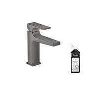 Mitigeur lavabo Metropol 110 poignée manette noir chrome brossé + nettoyant Briochin