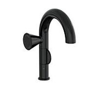Mitigeur lavabo monocommande VitrA Liquid A4275539, saillie 175 mm, installation monotrou, sans bonde, noir brillant