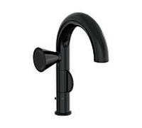 Mitigeur lavabo monocommande VitrA Liquid A4278639, saillie 175 mm, installation monotrou, avec bonde G 1 1/4, noir brillant