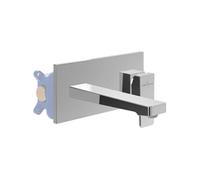 Mitigeur lavabo mural VILLEROY ET BOCH Architectura Square avec vidage Push Open Chrome + corps encastré