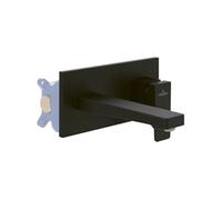 Mitigeur lavabo mural VILLEROY ET BOCH Architectura Square avec vidage Push Open Noir mat + corps encastré