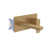 Mitigeur lavabo mural VILLEROY ET BOCH Architectura Square avec vidage Push Open Or brossé + corps encastré