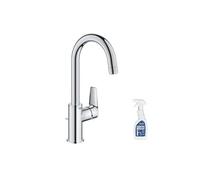 Mitigeur lavabo Quickfix Start Edge avec tirette et vidage taille L + nettoyant GrohClean