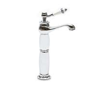 Mitigeur Lavabo Rétro Laiton Massif Pivotant 360° Cascade Robinet Salle de Bain Vintage Monocommande Eau Chaude Froide Argenté Monotrou